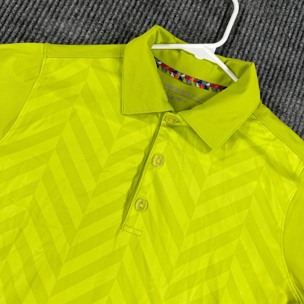 Nike Golf Polo Shirt Womens Medium Neon Green Short Sleeve Dri Fit Casual